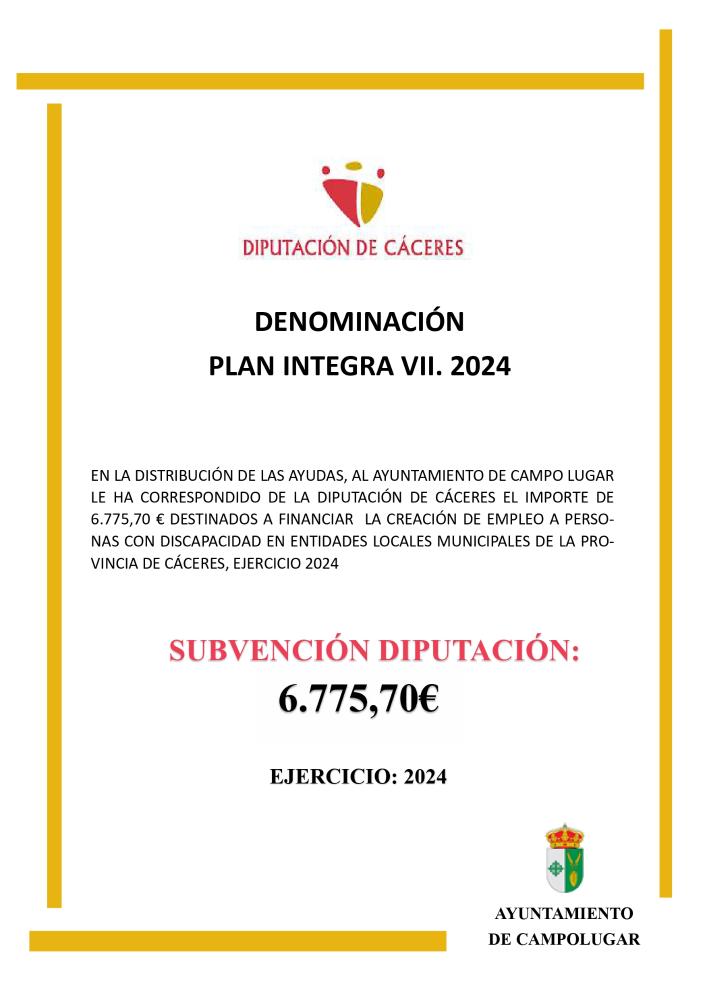 Imagen SUBVENCIONES - DENOMINACIÓN PLAN INTEGRA VII. 2024