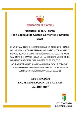 Imagen SUVBENCIONES - Diputación de Cáceres: Plan Especial de Gastos Corrientes y Empleo 2024