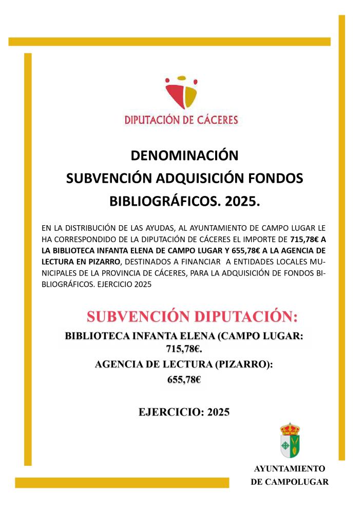 Imagen SUBVENCIONES - SUBVENCIÓN ADQUISICIÓN FONDOS BIBLIOGRÁFICOS.