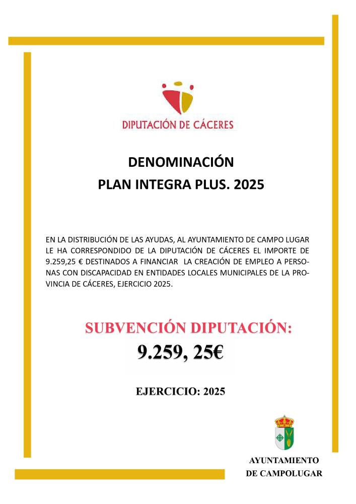 Imagen SUBVENCIONES - PLAN INTEGRA PLUS. 2025