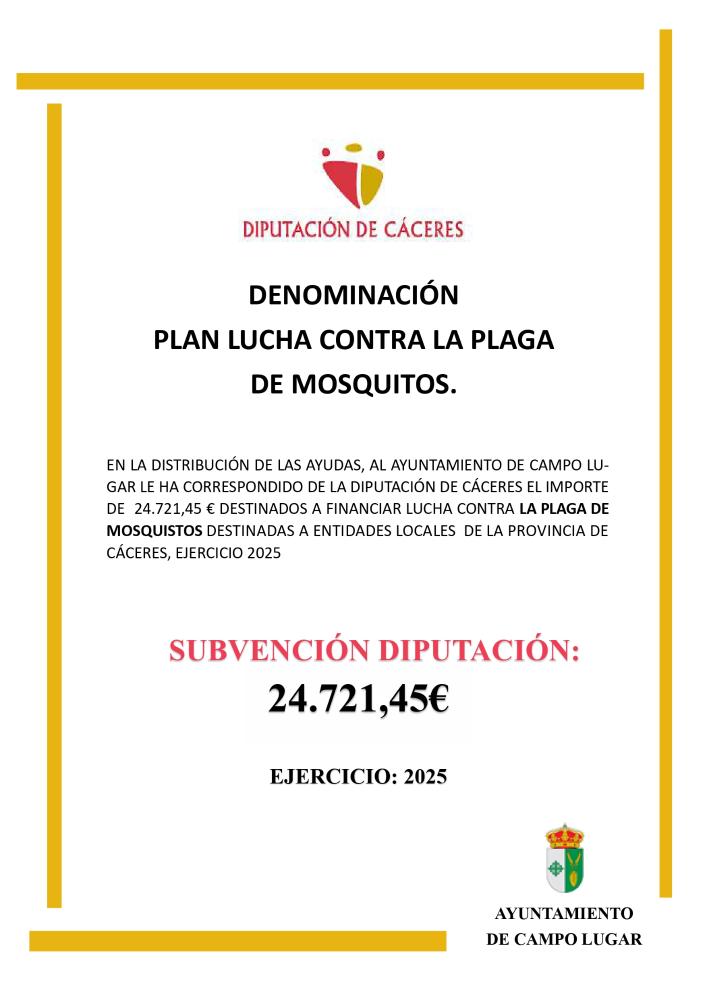 Imagen SUBVENCIONES - DENOMINACIÓN PLAN LUCHA CONTRA LA PLAGA DE MOSQUITOS.